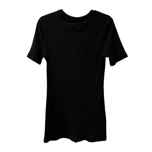 SANCTUARY BLACK DRESS RIBBED STRETCH BODYCON MINI SIZE XL MINIMALIST NEW $79 - Picture 2 of 6